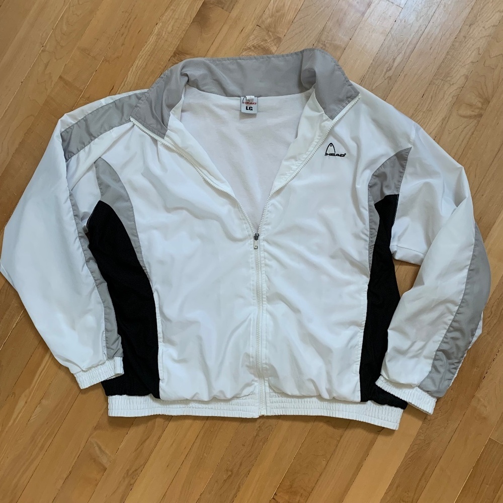 HEAD Men’s Windbreaker Jacket Size Large White/Gray/Black